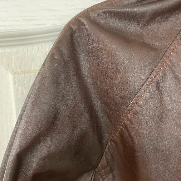Men's Vintage Leather Bomber Jacket with Wool Lining Size M - Picture 10 of 11
